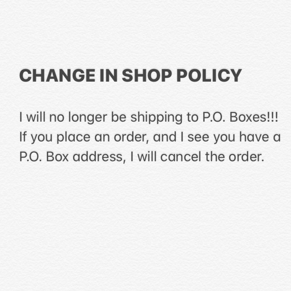 Will not ship to P.O. Boxes!!!